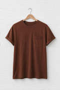 Rust Brown Pocket Tee — Cotton Crewneck