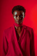 Draped Lapel Blazer — Fluid Crepe