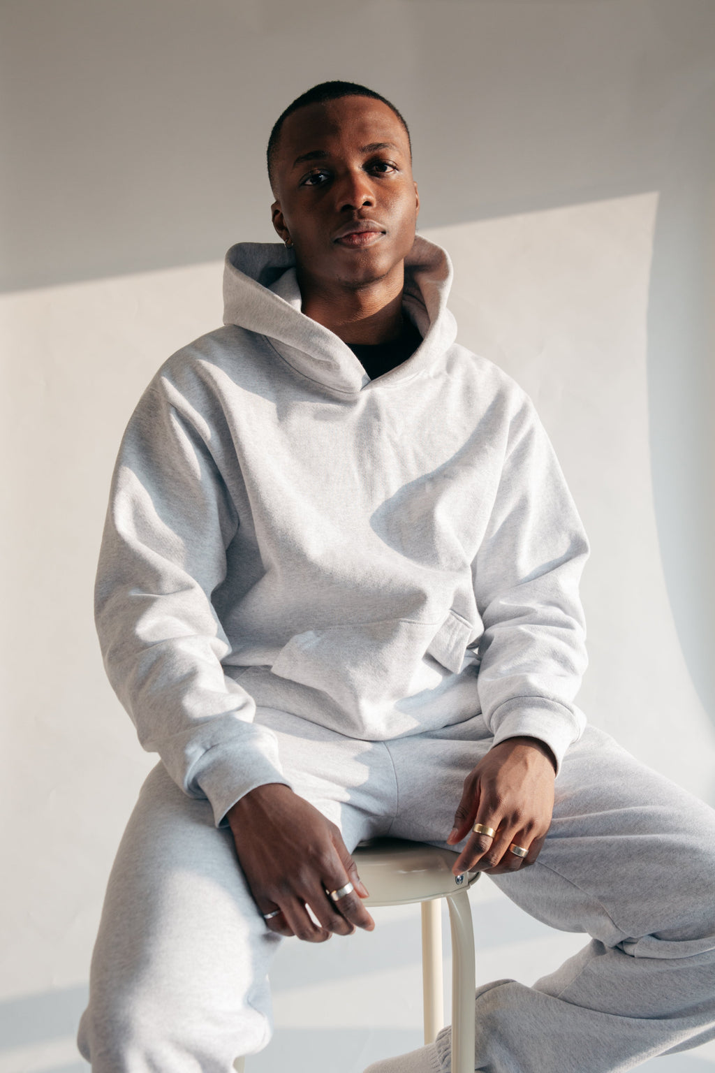 Grey Marl Oversized Hoodie — Heavyweight Fleece